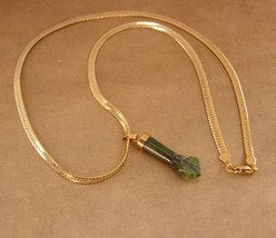 Vintage Cornicello horn Jade necklace - Italian pendant - Good luck gift... - $115.00