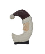 Vtg Primitive Folk Art Wooden Santa Moon Shaped Christmas 10&quot; - £23.65 GBP