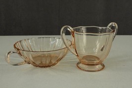Vintage Depression Glass Pink 2PC Lot Open Sugar Hocking Old Cafe Open J... - $17.83