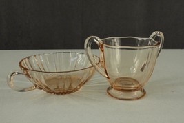 Vintage Depression Glass Pink 2PC Lot Open Sugar Hocking Old Cafe Open J... - £13.94 GBP