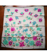 Vintage Silk Square Scarf Floral Hand Rolled Large Classic Signed Women - $19.74