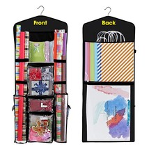 Hanging Double Sided Wrapping Paper Storage Organizer With Multiple Pockets Orga - £32.64 GBP