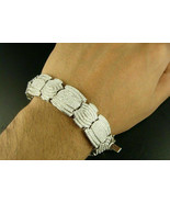Wide Men&#39;s 7 Ct White Diamond XL Link Bracelets 14K White Gold Over 8 inch - €241,00 EUR