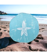 12&quot; Small Turquoise Wooden Sand Dollar, Tropical Weathered Style Wall Decor - £23.15 GBP