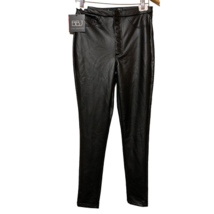 BBJ Los Angeles Womens Skinny Pants Black High Rise Faux Leather Pockets M New - £14.78 GBP