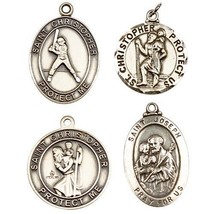 Four (4) Sterling Silver St. Christopher &amp; St. Joseph Medallions / Pendants - £81.79 GBP