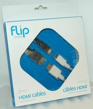 NEW Flip Video 2 Pack HDMI Cables Audio Video 1080p HDTV 6.5ft 2m Length AHC1CP1 - £7.06 GBP