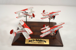 Red Baron Stearman Squadron Biplane Set of 4 Diecast 1/72 Scale Mounted 1991 - £30.43 GBP