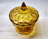 Vintage Anchor Hocking FAIRFIELD Amber Pedestal Covered Candy Dish - MINT - £22.64 GBP