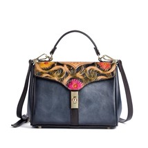 Cowhide Fashion Handbag Ladies Vintage Genuine Leather Bags Shoulder Messenger B - £95.48 GBP