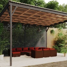  Garden Lounge Set Poly Rattan: Brown, Cushions: Cinnamon Red - $2,206.78 CAD