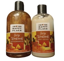 Find Your Happy Place Lazy Weekends Almond &amp; Vanilla Bean Shower Gel Lotion - £19.35 GBP