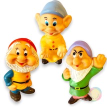 VTG Disney Snow White Dwarf Rubber Figures 5&quot; WDP Hong Kong Dopey Grumpy... - $4.99
