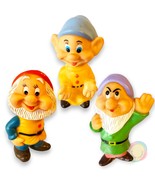VTG Disney Snow White Dwarf Rubber Figures 5&quot; WDP Hong Kong Dopey Grumpy... - $3.74