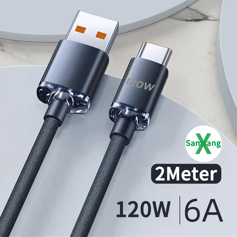 6A 120W USB To Type-C Super Fast Charging Cable Twin-Engine Supercharge USB-C Ch - £8.38 GBP