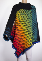 Asymmetrical knitted poncho - cape - £192.44 GBP
