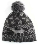 Womens Hat Winter Beanie Woolrich Black Holiday Reindeer Acrylic Cap-siz... - £12.46 GBP