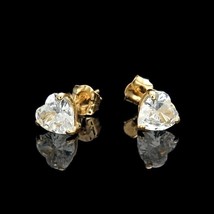 2.00 Ct Heart Cut CZ Diamond Solitaire Stud Earrings 14K Yellow Gold Plated - £29.89 GBP