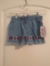 Delias Girl Graphic Lightweight Jean Shorts Blue Girls Size 5/6 - $37.11