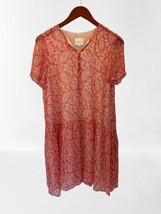 Pablo Dress Red Paisley &amp; Floral Short Sleeve Buttoned Midi Summer  Size 36 - $34.64