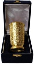 Pure Brass Gold Design Glass for Drinking Serving Water Decorative Gift Item  - £50.89 GBP