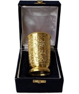 Pure Brass Gold Design Glass for Drinking Serving Water Decorative Gift Item  - £51.95 GBP