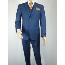 Mens Vitali Three Piece Suit Vested Sharkskin Sheen M3090 Royal blue Regular fit image 2