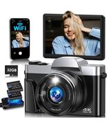 4K Digital Camera for Photography with WiFi,64MP Autofocus Vlogging Camera - $56.95