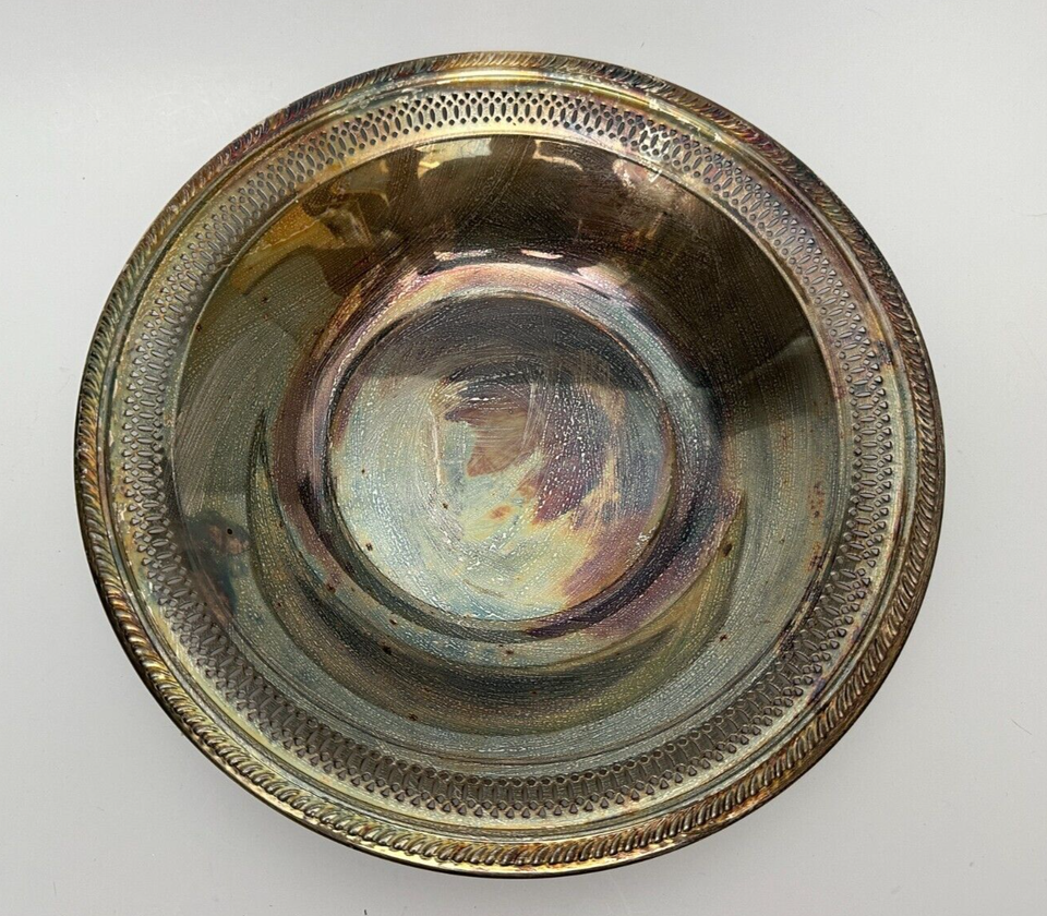 Vintage F.B.Rogers Silver Co. Silverplate, 12" Round Pierced Vegetable Bowl - $10.00