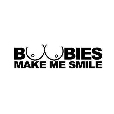 BOOBIES Make me Smile style #3 JDM Funny (7&quot; Black) Vinyl Decal Window S... - $3.95