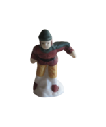 Christmas Village Figurine Boy Child Motion Snow Leaning Forward ~2.5&quot; C... - €8,00 EUR