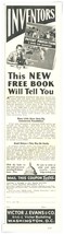 Print Ad Victor J. Evans Patent Protection Book 1934 1/3-Page Advertisement - $9.70