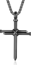 Nail Cross Necklace for Men Stainless Steel Chain 24inch 3 Nails Jesus C... - $28.14