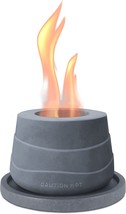 Kante Concrete Tabletop Fire Pit With 6&quot; Dark Gray Base, Ethanol, Flower Style - $74.99