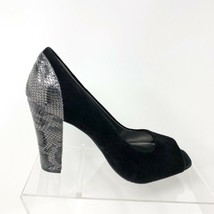 Andrew Geller Womens Black Suede Gray Accent Peep Toe Heel Pump  Size 7 New - £23.15 GBP