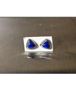 925 Sterling Silver Lapis Stone Stud Earrings 1.53g - $14.80