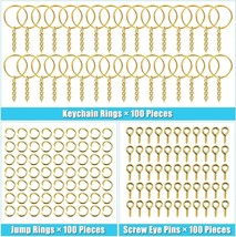 Keychain Rings Kit for Crafts Gold, PAXCOO Includes 300Pcs Split Key Ring - £10.93 GBP