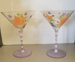Hand Painted Margarita Cocktail Glasses (2) 12 Oz. - £9.96 GBP