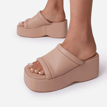 Women&#39;s Slippers Square Head Platform Ladies Shoes Summer Fashion Thick Bottom F - £20.65 GBP