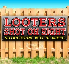 Looters Shot On Site Advertising Vinyl Banner Flag Sign Many Sizes Security - £17.60 GBP+