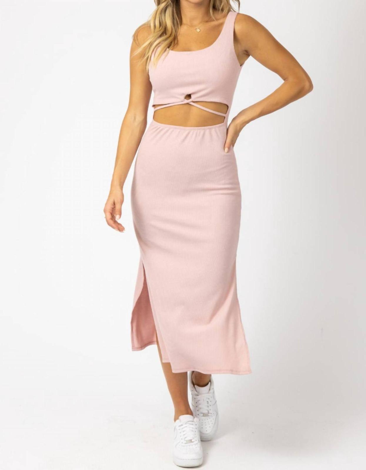 Peach Love Ribbed Cutout Midi Dress Size L - $34.65