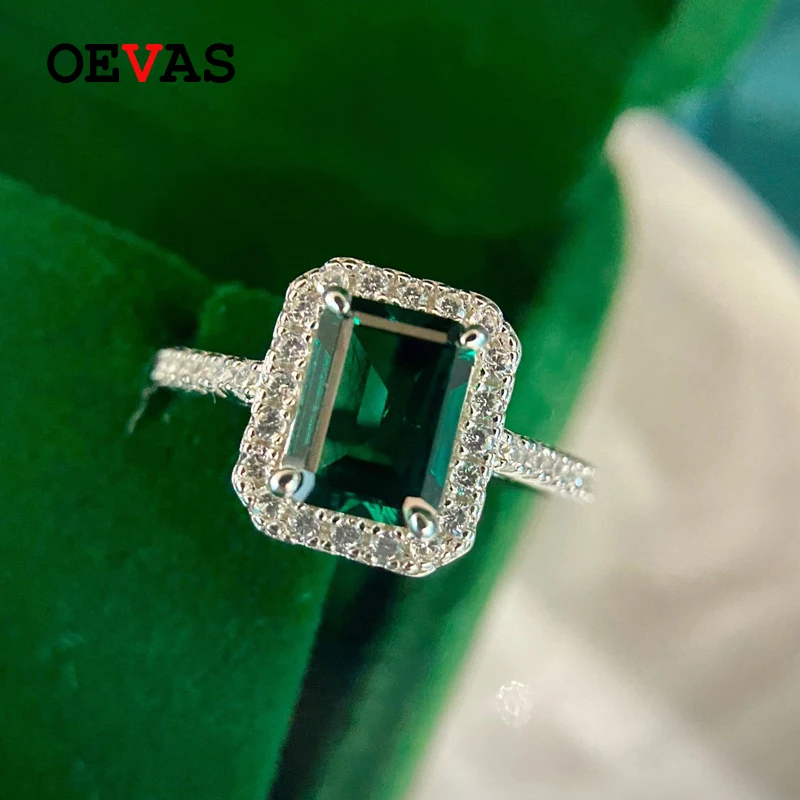 925 Sterling Silver Simulation Emerald Vintage Wedding Rings For Women Top Quali - £56.93 GBP