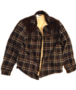 Field &amp; Stream Flannel Shirt Mens Large Navy Brown Plaid Sherpa Lined Co... - $21.00