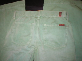 New 7 for All Mankind Jeans Green Pants Womens 26 29 X 33 Tall Wide Leg Light  - $146.51