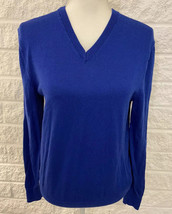 Gap Extra Fine Merino Wool V Neck Sweater Womens Size Small Blue E3 - £11.86 GBP