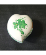 Vintage Herend Heart Shaped Trinket Box Chinese Bouquet Green Covered Gi... - €49,88 EUR