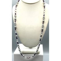 Vintage Grey and Purple Classy Necklace, Soft Gray Faux Pearls and Faceted - £22.56 GBP