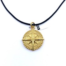 Men&#39;s Round Pendant Sterling Silver 925 Compass Gold Plated - £36.37 GBP