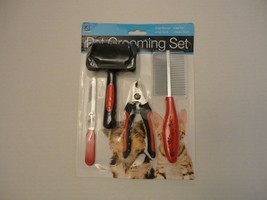4-Piece Pet Grooming Set Kit Combo Dog Cat Shed Shedding Comb Nail Trimmer Clip - £12.46 GBP