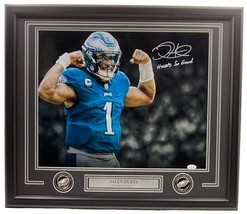 Jalen Hurts Signed Framed 16x20 Philadelphia Eagles Flex Photo Hurts So Good JSA - £305.81 GBP